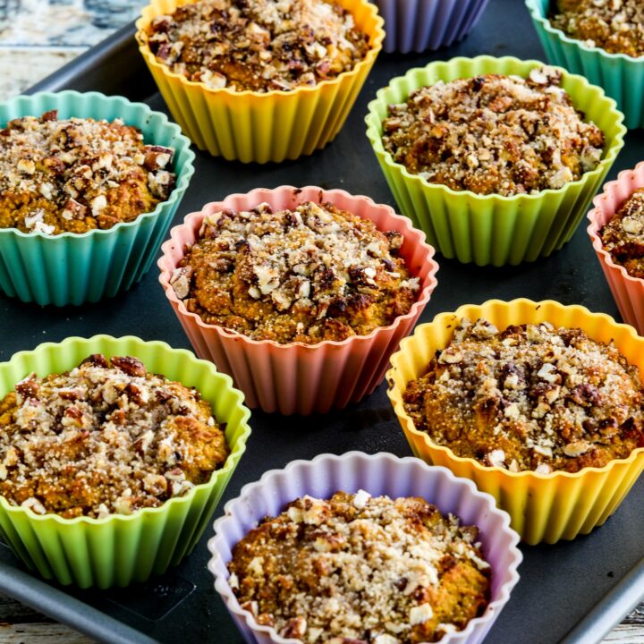 Almond Flour Pumpkin Muffins finished muffins on baking sheet