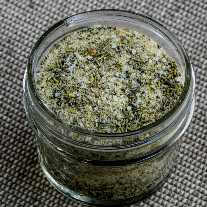 Rosemary and Garlic Herb Rub in small jar