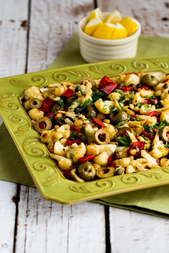 Roasted Cauliflower for Christmas on serving plate