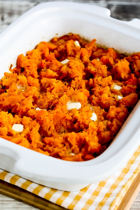 Slow Cooker Butternut Squash with butter shown in Casserole Crock-Pot