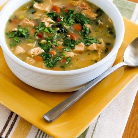 Mexican Chicken Soup in soup bowl with spoon and napkin