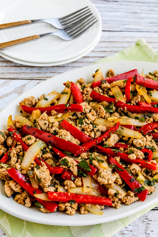 Thai-Inspired Ground Turkey Stir Fry finished dish on serving plate