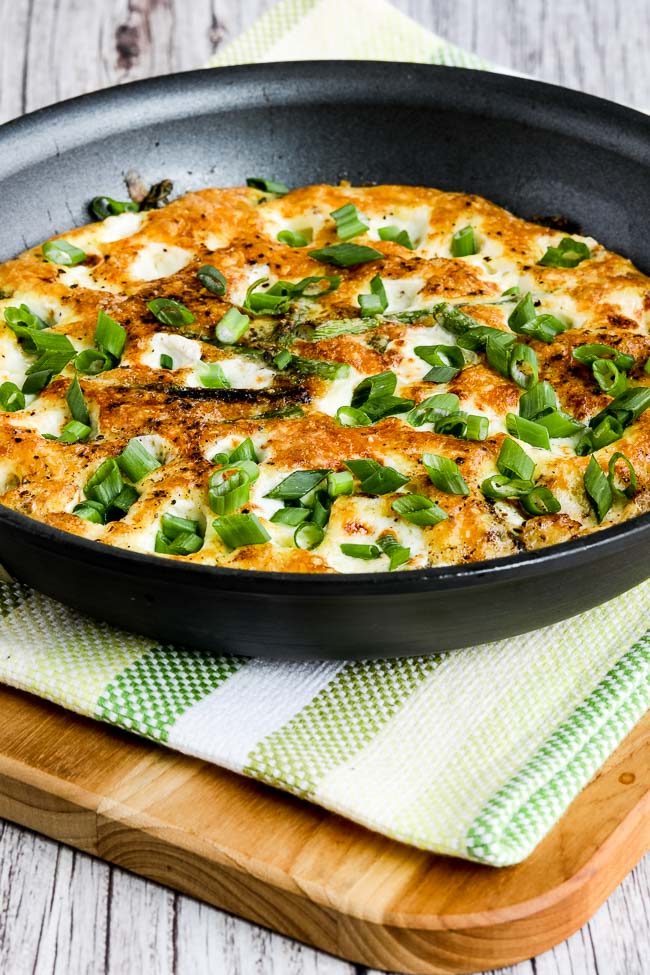 Asparagus Frittata with Fresh Mozzarella finished frittata in pan