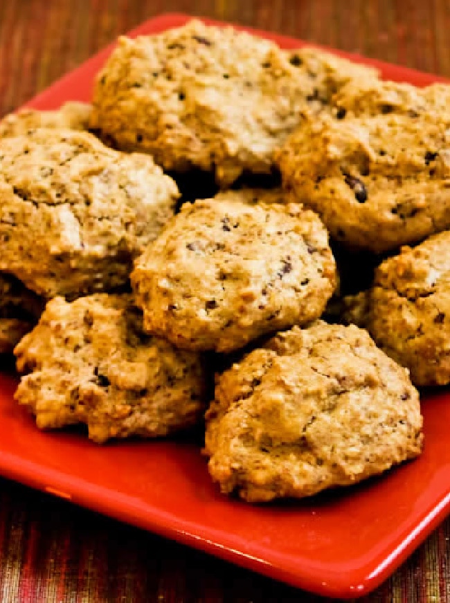 Sugar-Free Ranger Cookies on serving plate