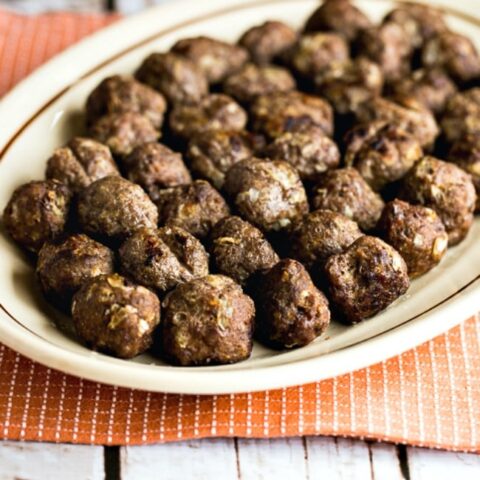 Baked Swedish Meatballs on serving plate