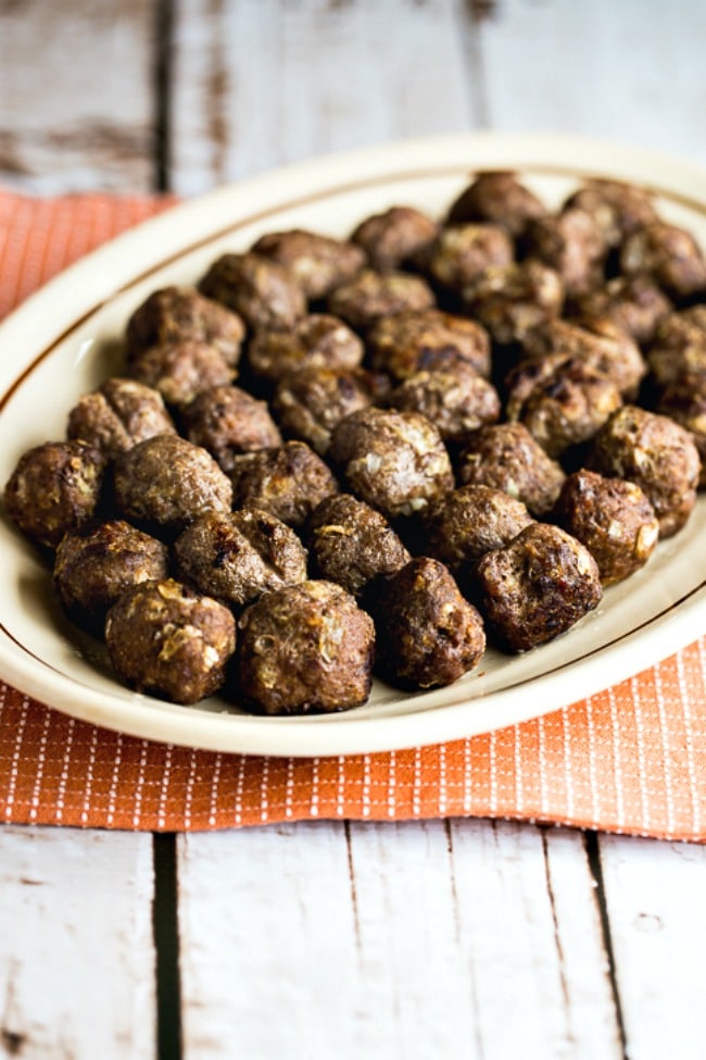 Baked Swedish Meatballs on serving plate