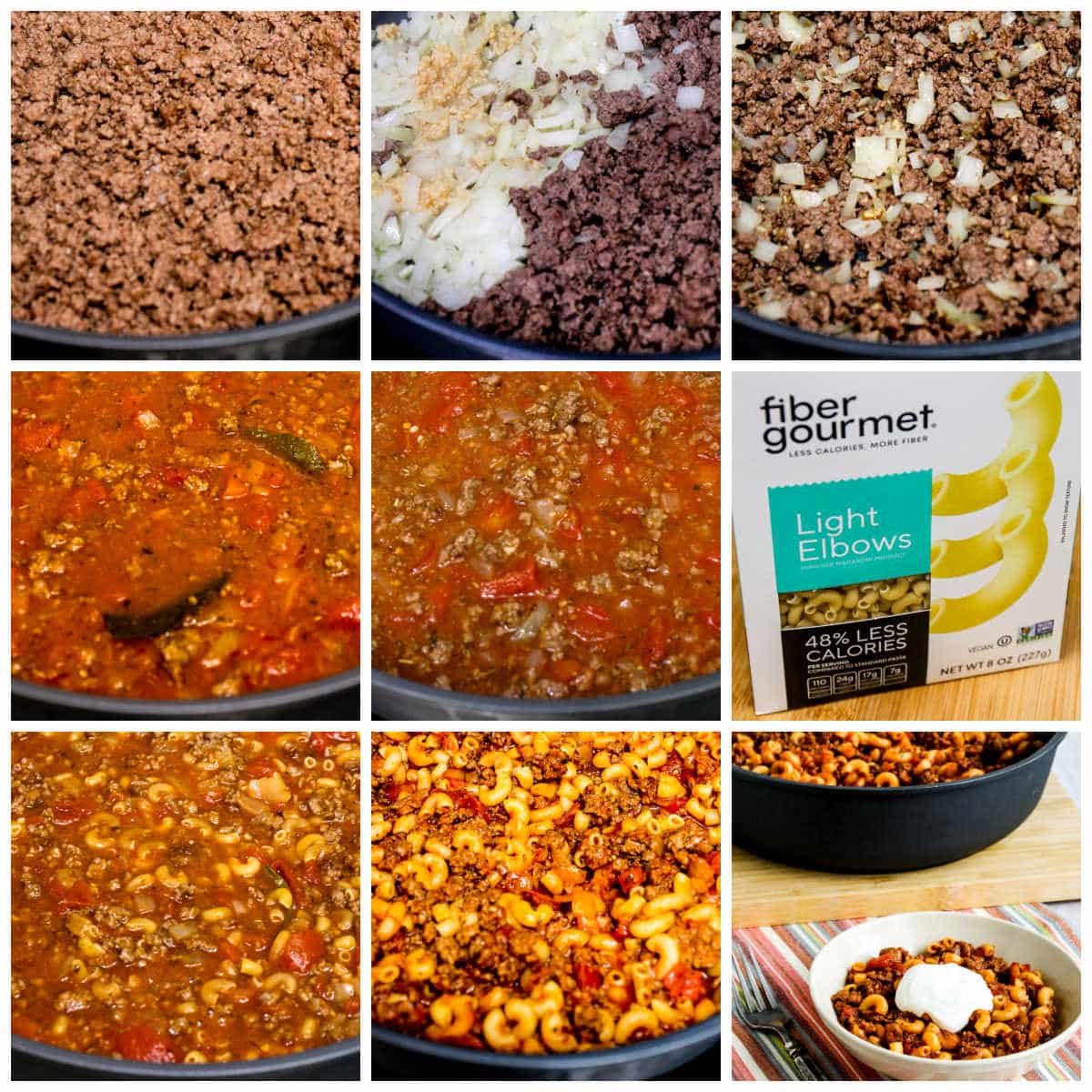 Hamburger Goulash collage showing recipe steps.