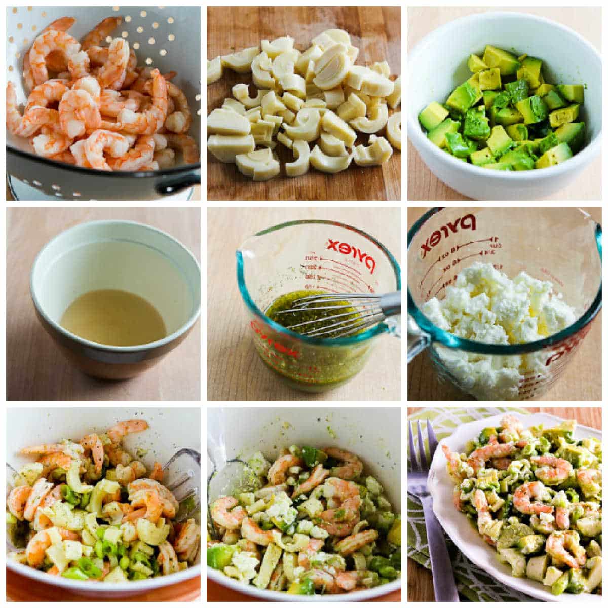 process shots collage for lemony shrimp salad