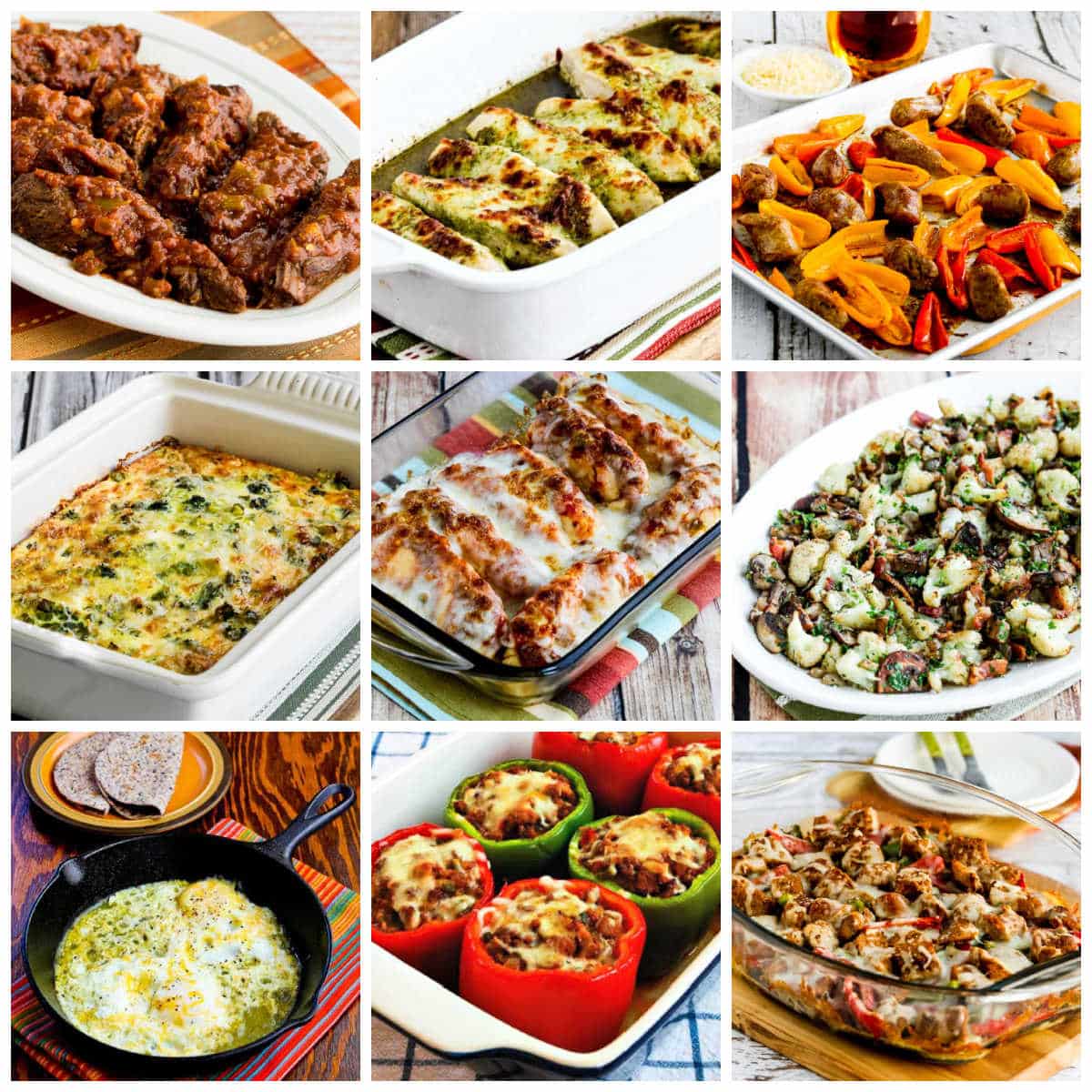 Low-Carb Dinners with Everyday Ingredients collage of featured recipes