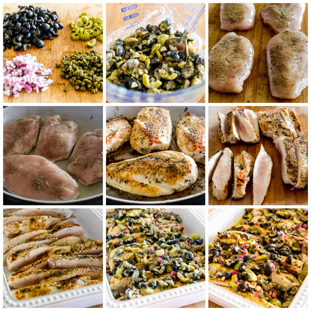 Chicken Bake with Olive and Caper Sauce recipe steps collage