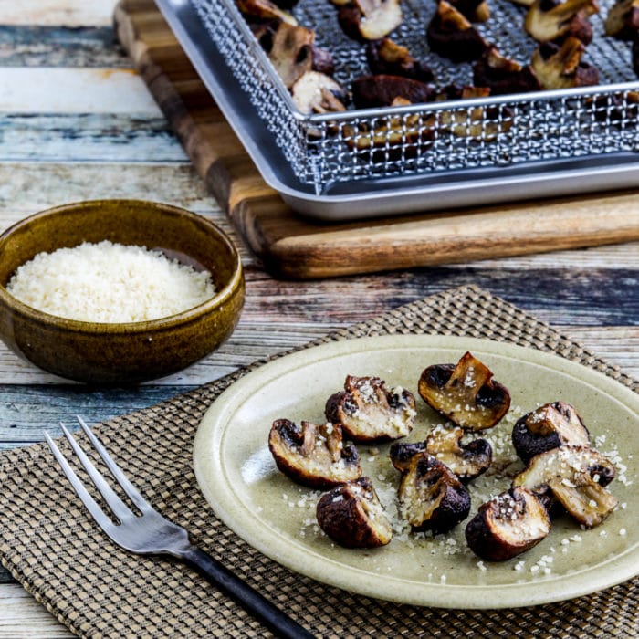 Air Fryer Roasted Mushrooms square thumbnail of finished mushrooms