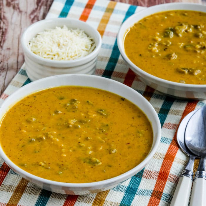 Instant Pot Pumpkin Soup square thumbnail image of soup in two bowls