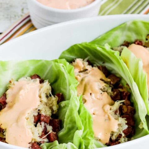 Low-Carb Reuben Sandwich Cabbage Cups close-up photo