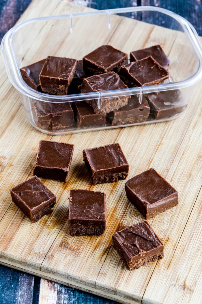 Peanut Butter Fudge close-up on cutting board