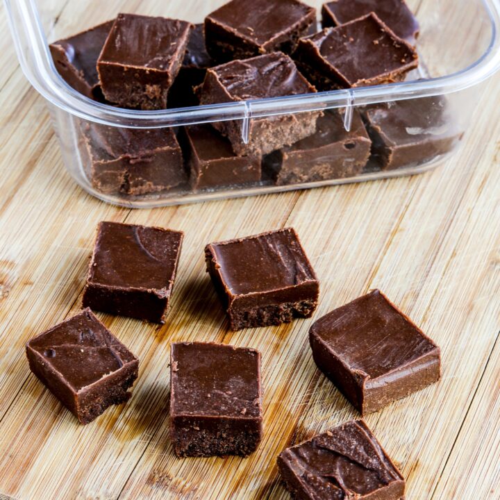 Peanut Butter Fudge close-up on cutting board