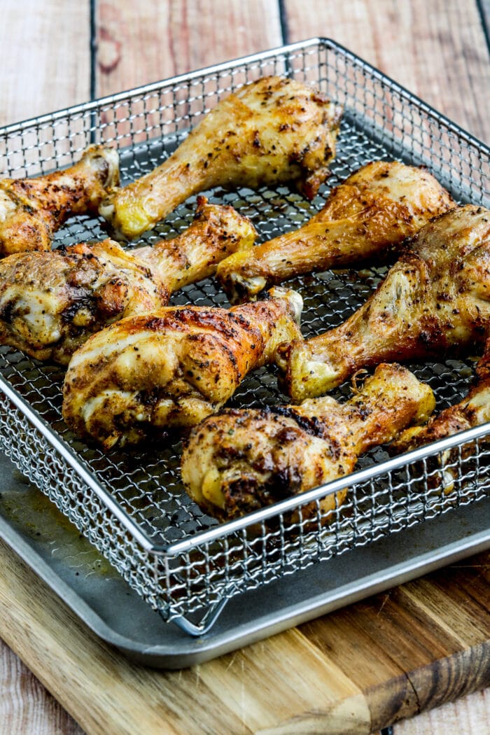 Air Fryer Chicken Drumsticks second shot in air fryer basket