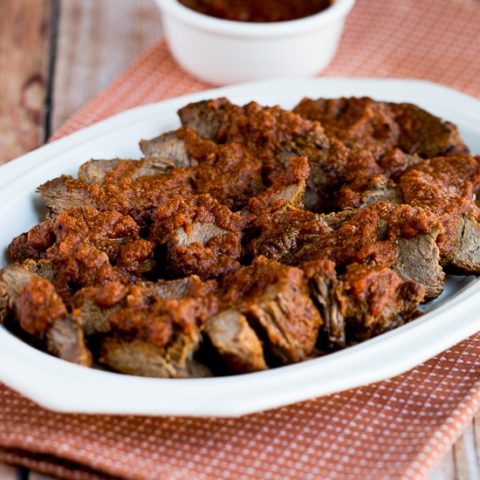 Slow Cooker Sweet and Sour Pot Roast finished dish on serving plate