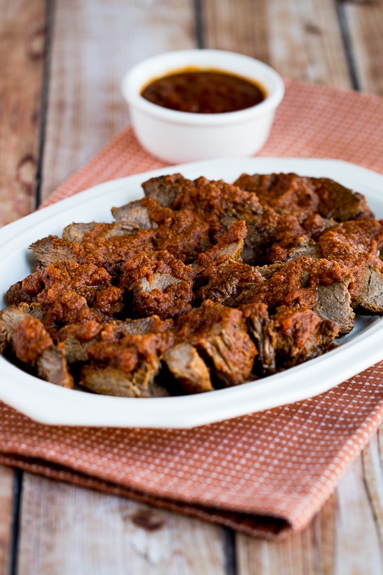 Slow Cooker Sweet and Sour Pot Roast finished dish on serving plate