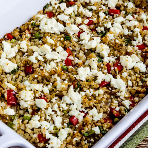 Greek Cauliflower Rice Bake close-up photo