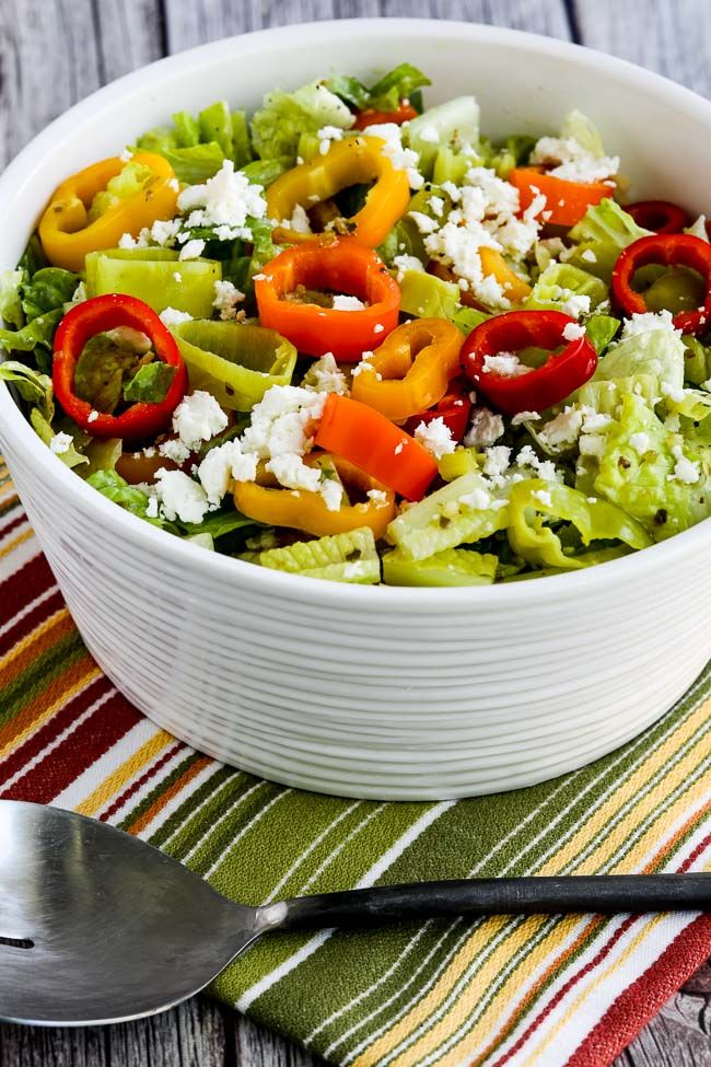 Peperoncini Chopped Salad with Romaine, Red Bell Pepper, and Feta found on 