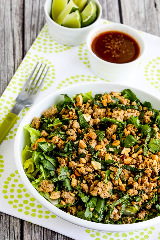 Thai-Inspired Turkey Larb Salad close-up photo of finished salad on plate