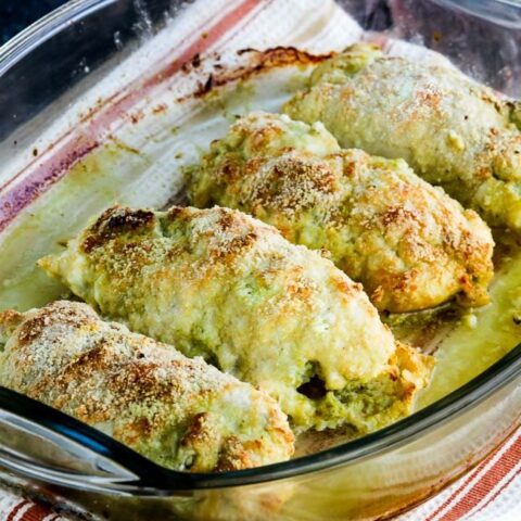 Low-Carb Baked Chicken Stuffed with Pesto and Cheese found on 