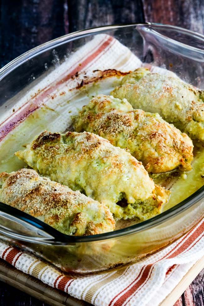 Low-Carb Baked Chicken Stuffed with Pesto and Cheese found on 