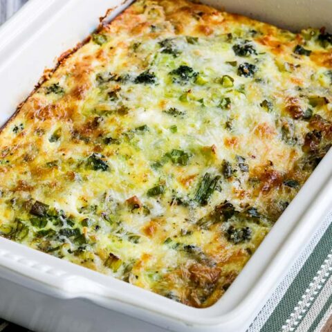 Close-up photos for Broccoli and Three Cheese Keto Breakfast Casserole