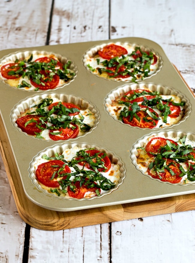 Crustless Tomato-Basil Breakfast Tarts finished tarts in baking pan