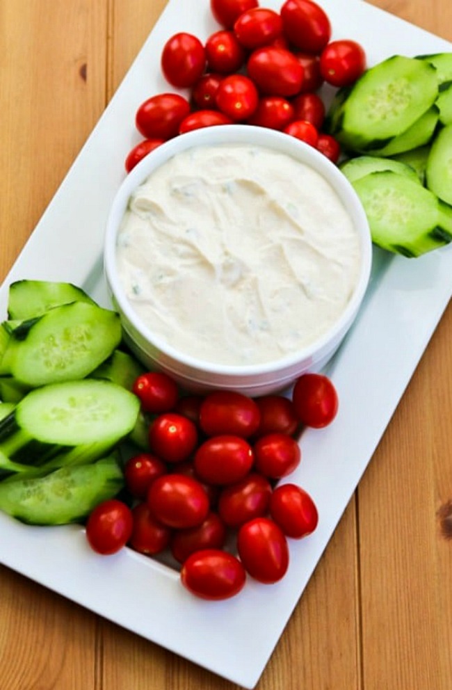 Greek Yogurt and Tahini Dip for Tomatoes and Cucumbers [found on danicaskitchen.com]