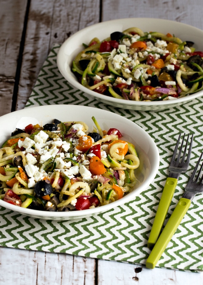 Greek-Style Zucchini Noodles with Tomatoes, Olives, and Feta found on 