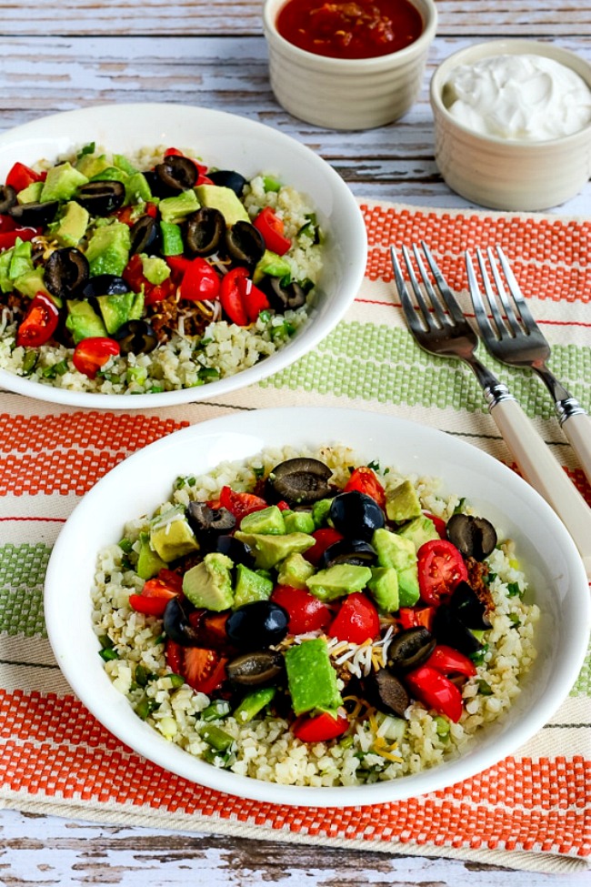 Low-Carb Ground Beef Cauliflower Rice Taco Bowls found on 