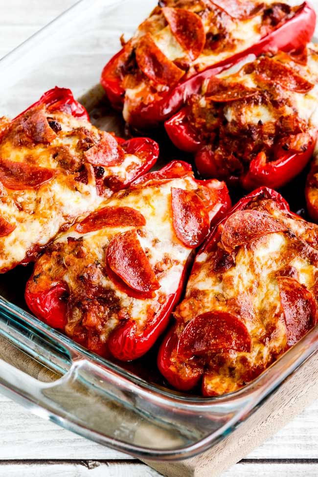 Low-Carb Sausage and Pepperoni Pizza-Stuffed Peppers found on 