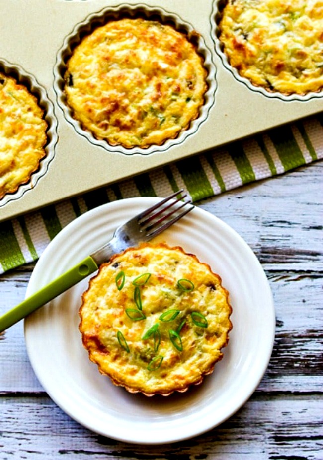 Close-up photo for Crustless Breakfast Tarts with Mushrooms and Goat Cheese