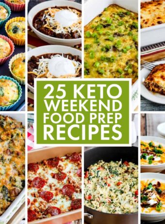 Collage photo for 25 Keto Weekend Food Prep Recipes showing featured recipes!