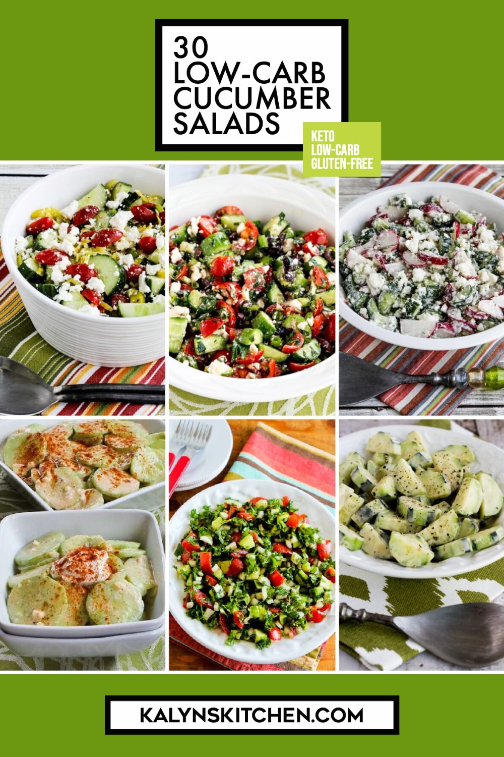 Pinterest image of 30 Low-Carb Cucumber Salads