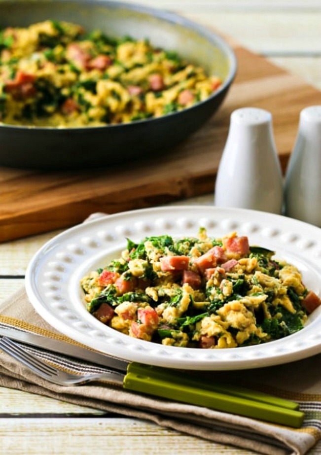 Green Eggs and Ham (Scrambled Eggs with Ham and Kale) found on 