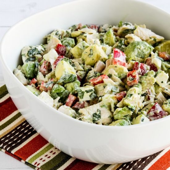 Low-Carb Rotisserie Chicken Christmas Salad with Avocado, Pepper, Feta and Lime