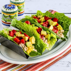 Tuna Salad Lettuce Wraps square thumbnail image of three lettuce wraps on plate