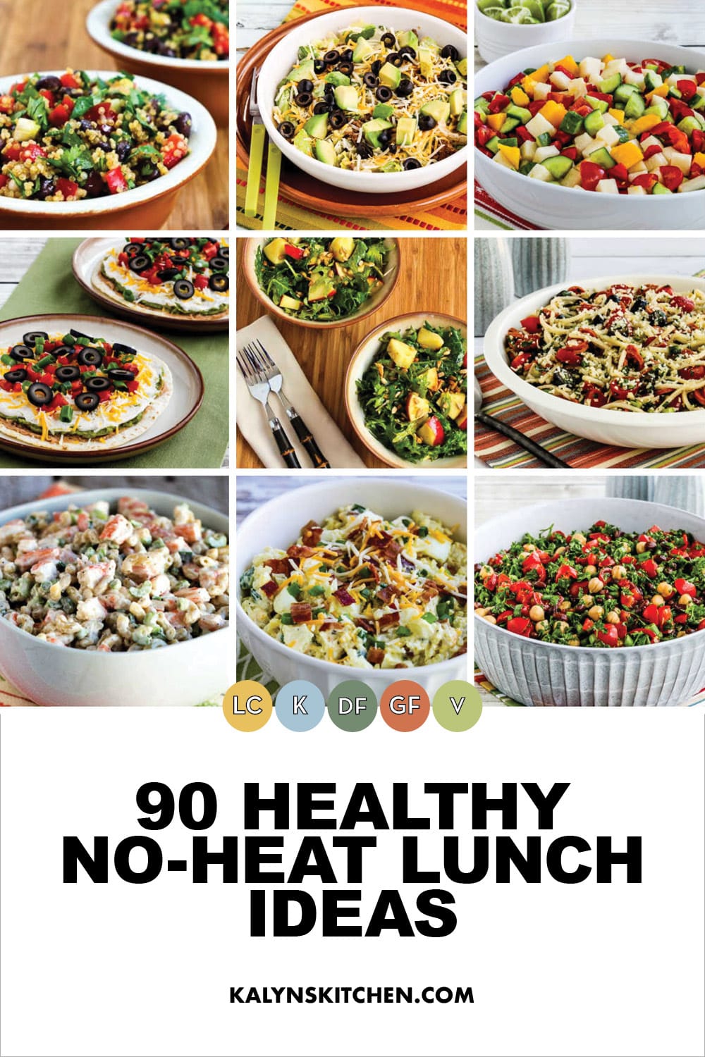 Pinterest image of 90 Healthy No-Heat Lunch Ideas