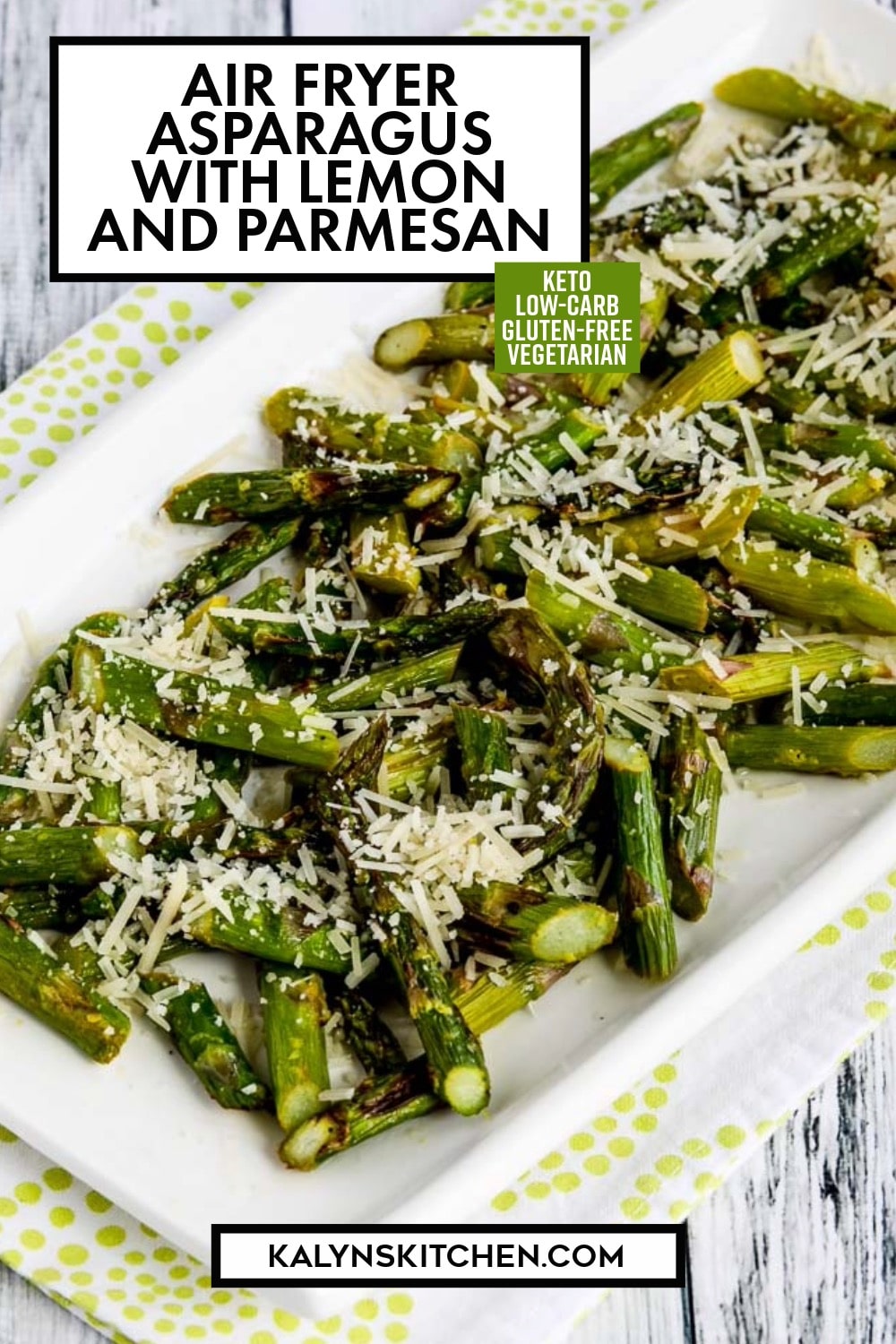 Pinterest image of Air Fryer Asparagus with Lemon and Parmesan