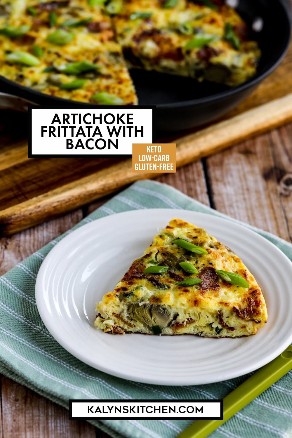 Pinterest image of Artichoke Frittata with Bacon