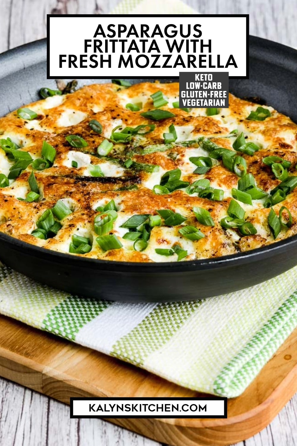 Pinterest image of Asparagus Frittata with Fresh Mozzarella