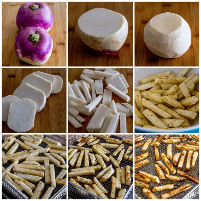 Air Fryer Turnip Fries process shots collage