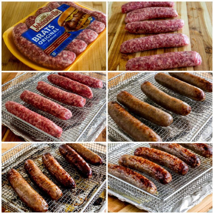 Air Fryer Brats process shots collage