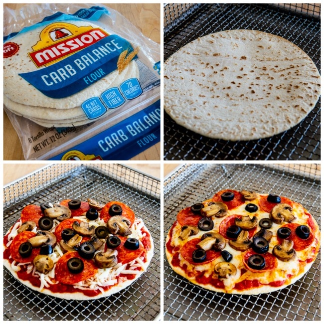 Air Fryer Tortilla Pizza collage