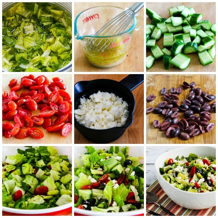 American Greek Salad (with Lettuce) process shots collage