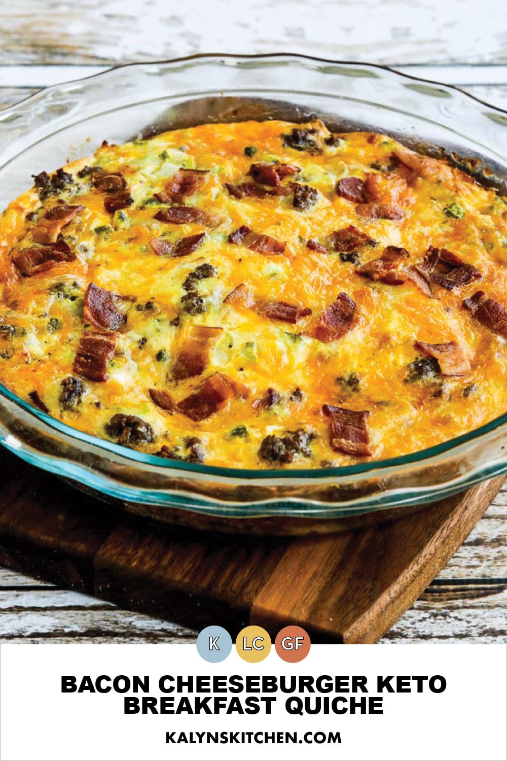 Pinterest image of Bacon Cheeseburger Keto Breakfast Quiche