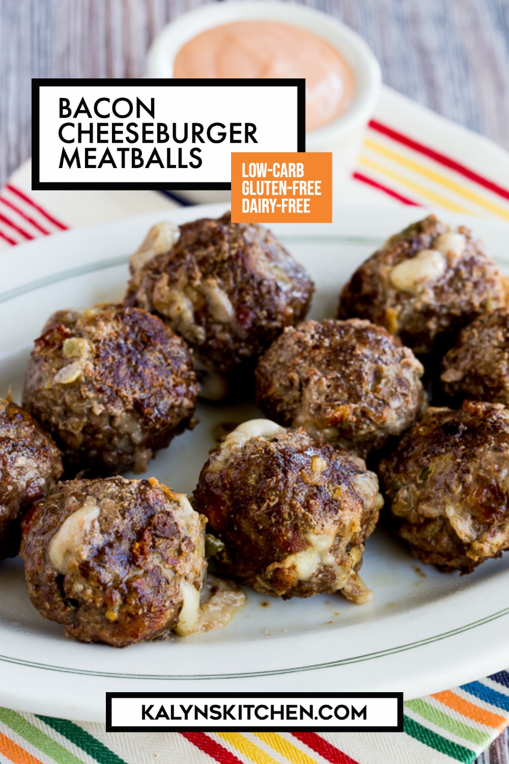 Pinterest image of Bacon Cheeseburger Meatballs