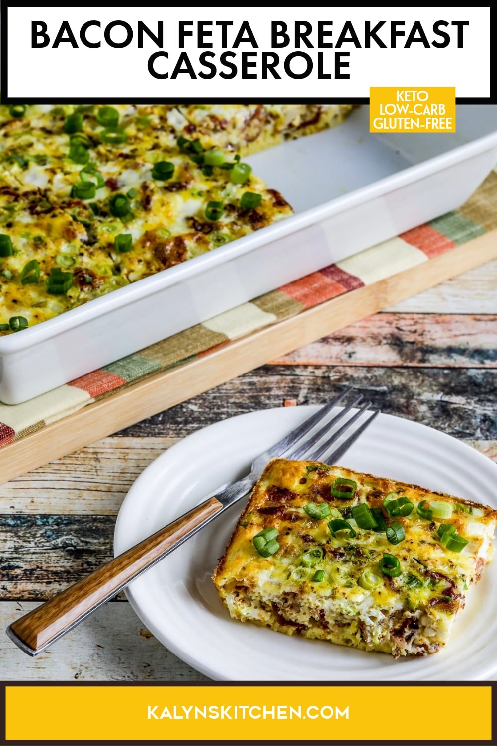 Pinterest image of Bacon Feta Breakfast Casserole